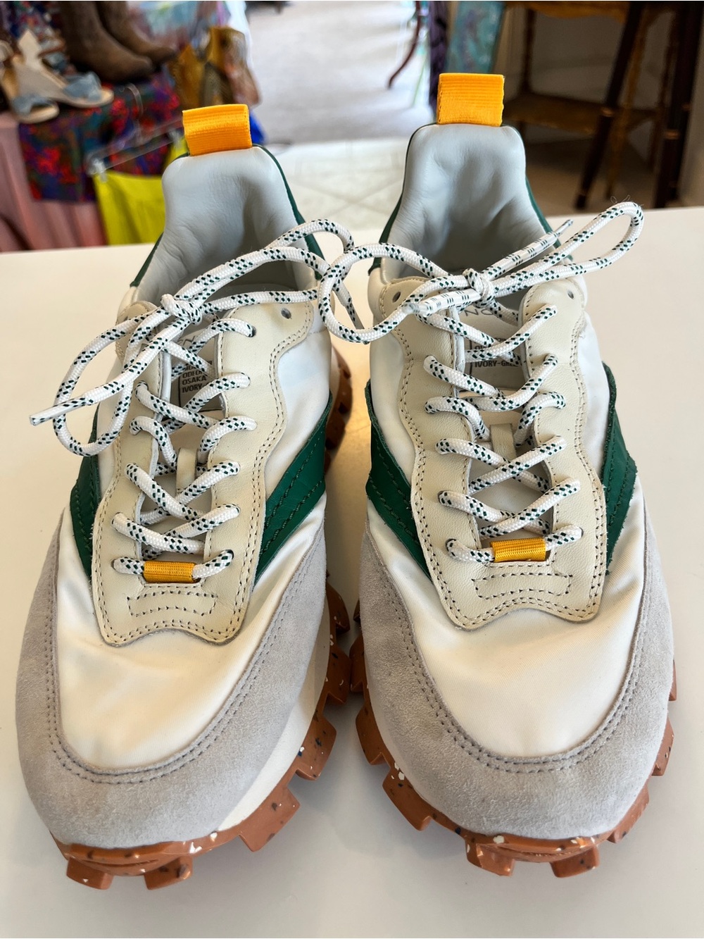 Osaka Oncept Women’s Athletic Sneakers in Ivory Green and White Size 8 M